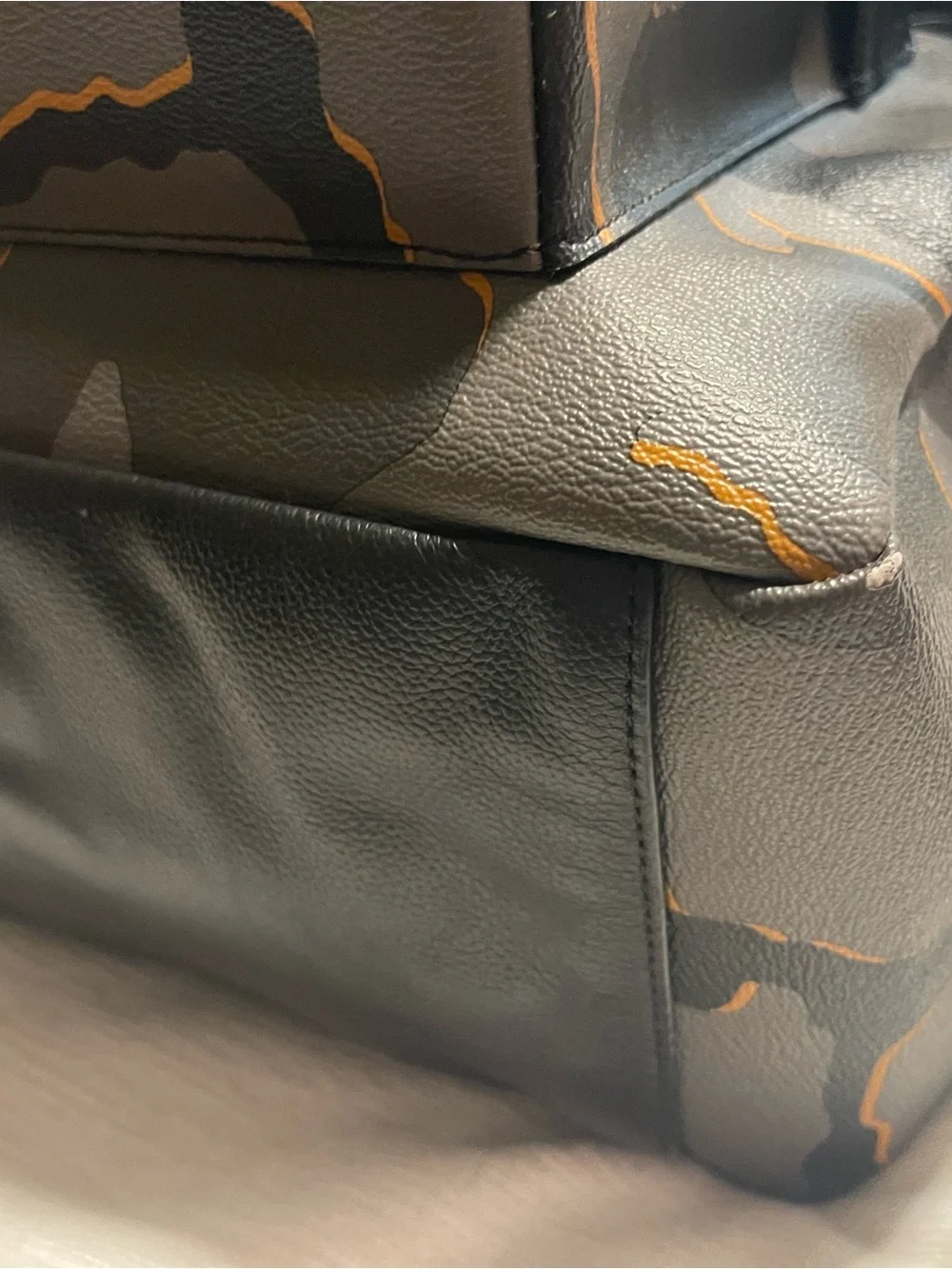 Coach Men's Camouflage Leather Backpack - Black, Gray & Tan Trim